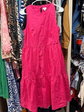 J. Crew Hot Pink Tiered Cotton Dress for Girls